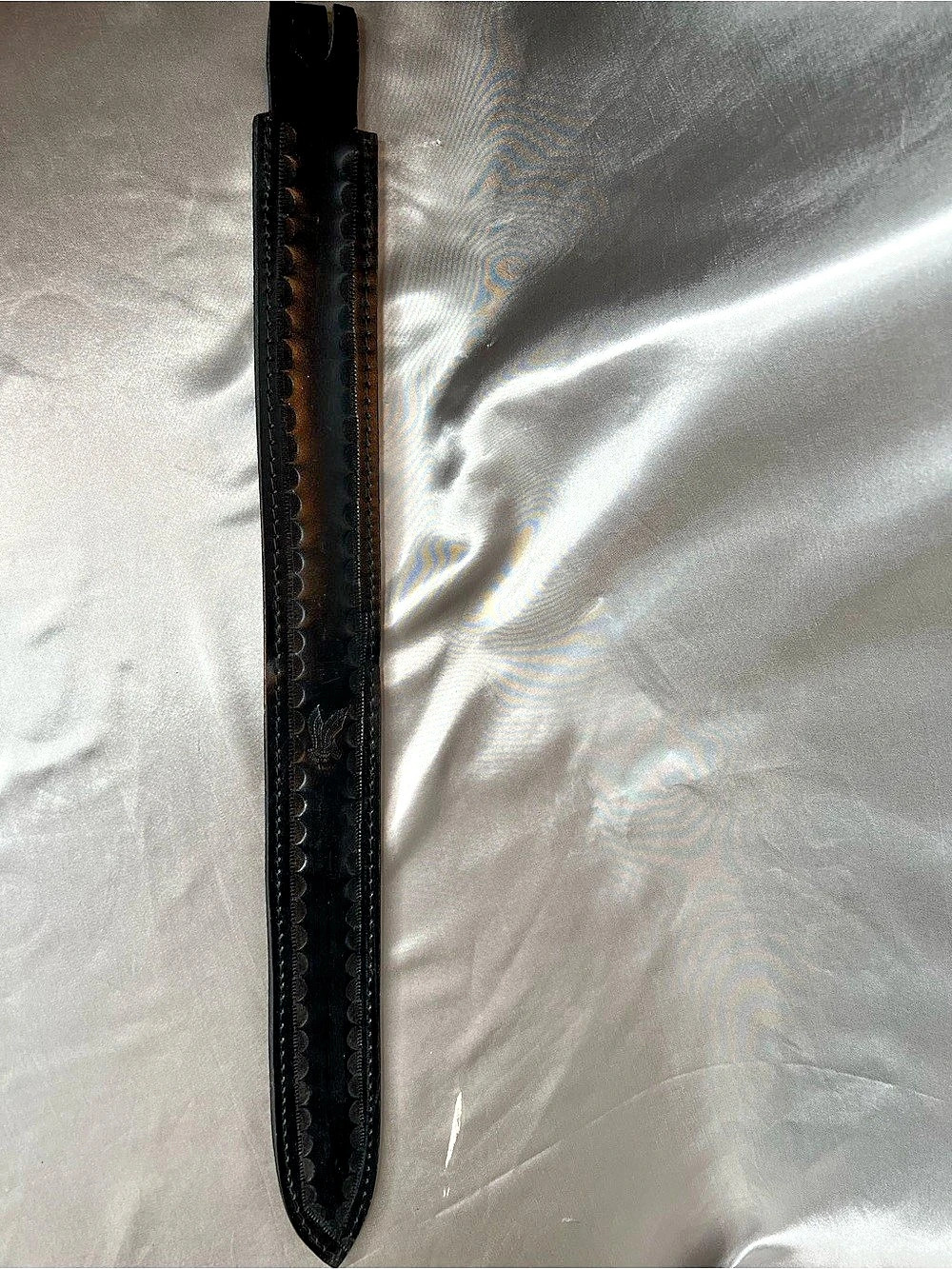 27" Black Tooled Leather Sword Scabbard Sheath with Belt Loop – Eagle Emblem